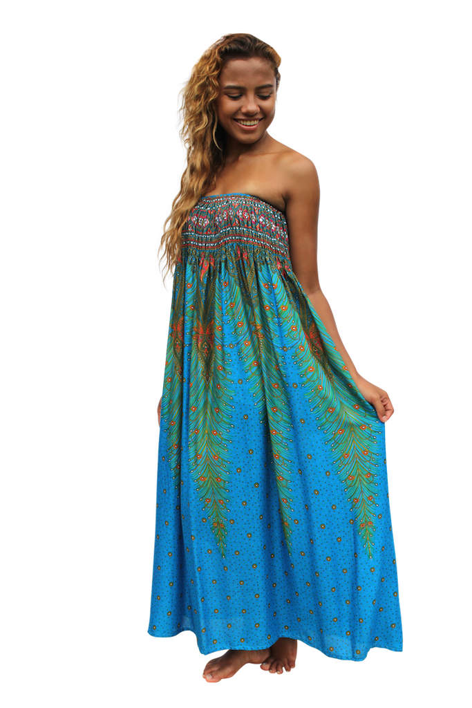 Blue Peacock Maxi Dress | Bohemian Island